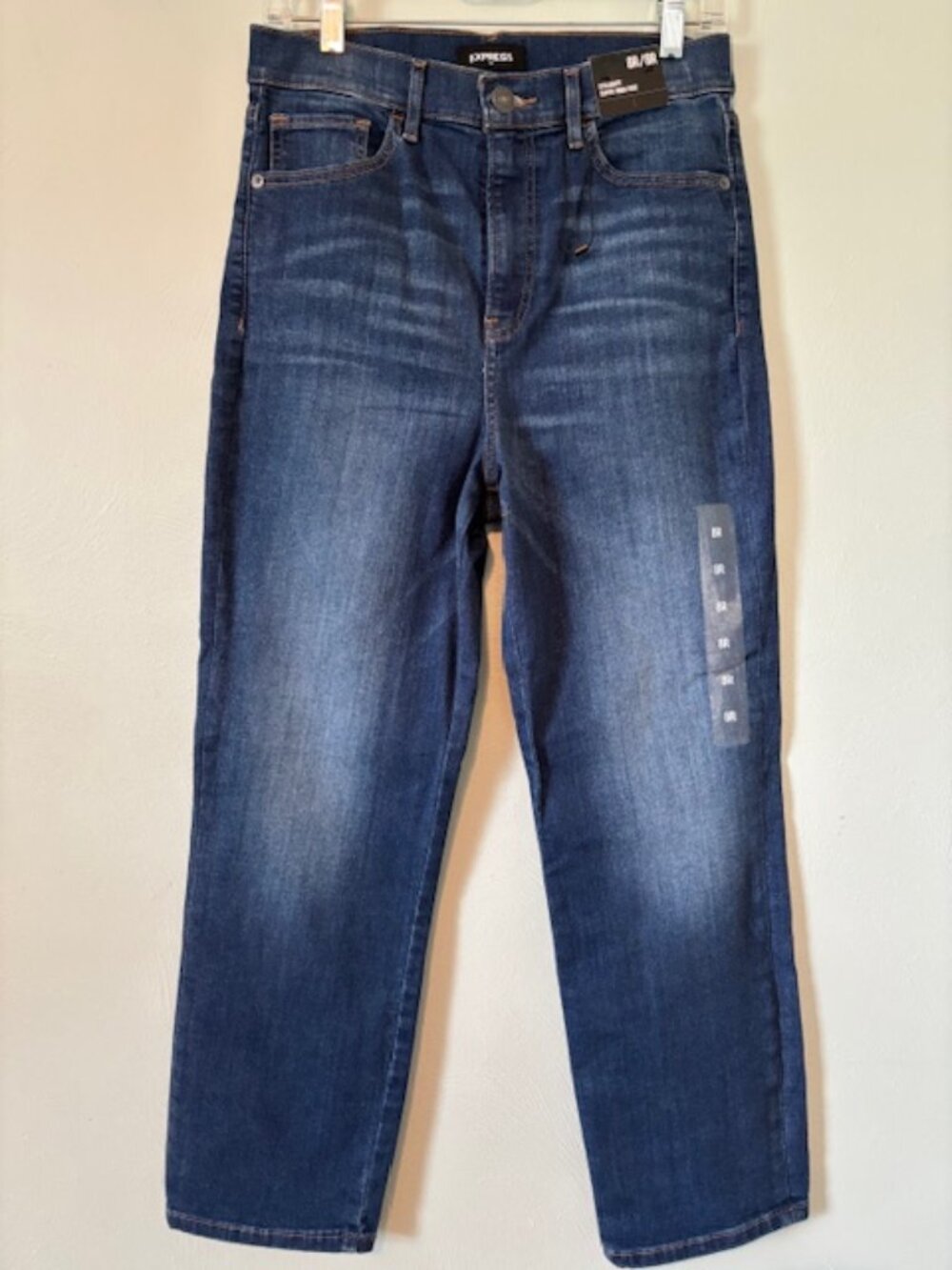 NWT Express Women's Straight Super High Rise Jeans Medium Wash Size 8R